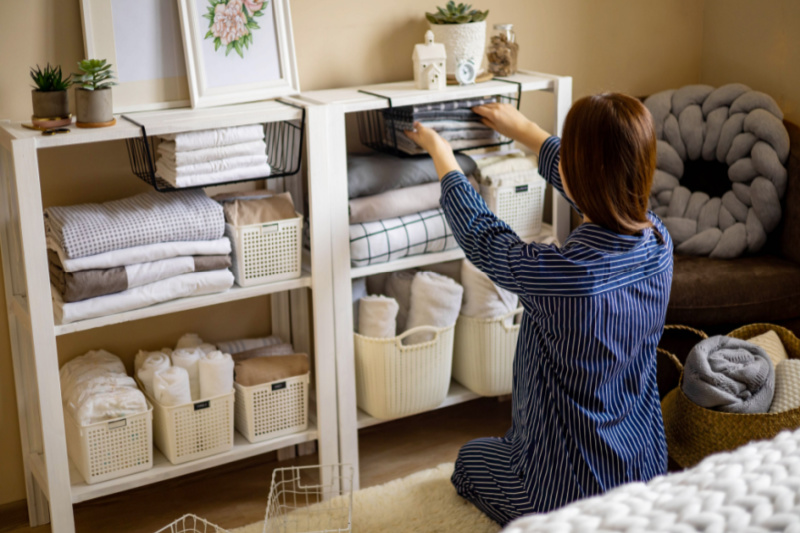 žena posrpema kuću